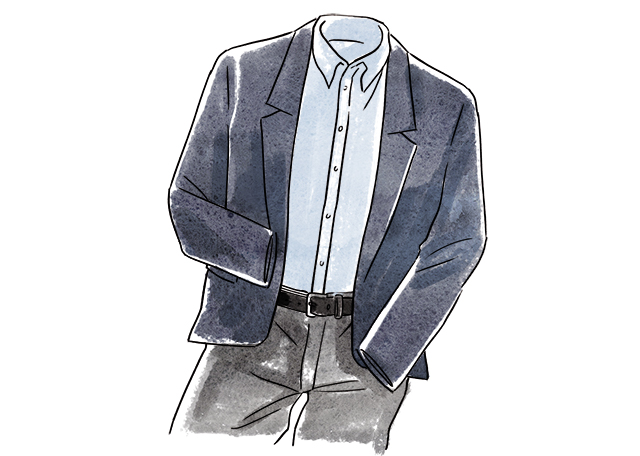 ノーネクタイの男性の服装