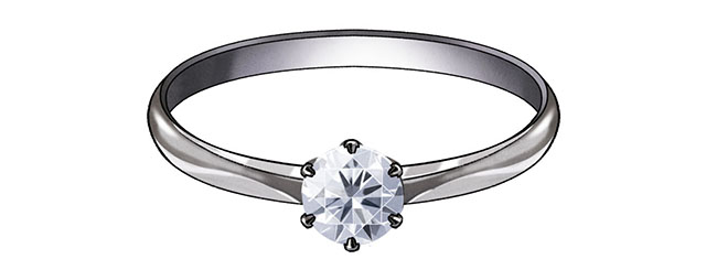 爪でダイヤモンドを留めた婚約指輪