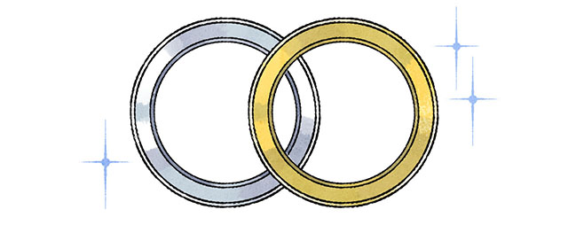 プラチナとゴールドの指輪