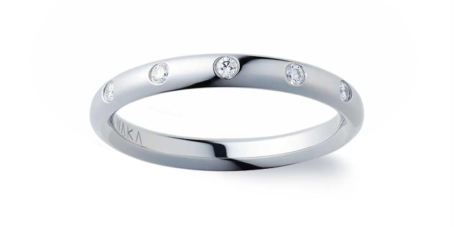 NIWAKA の結婚指輪　ことほぎ　プレインタイプ メレ5石