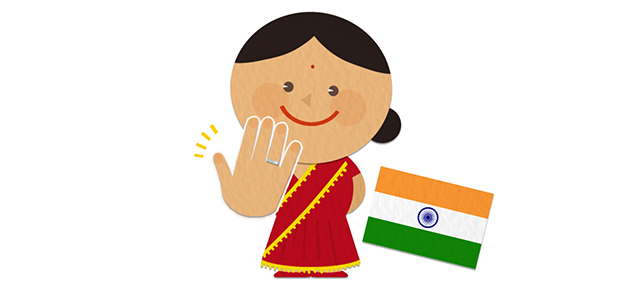 「右手薬指」に結婚指輪をつけたインドの女性