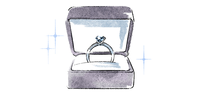 ジュエリーボックスに入った婚約指輪