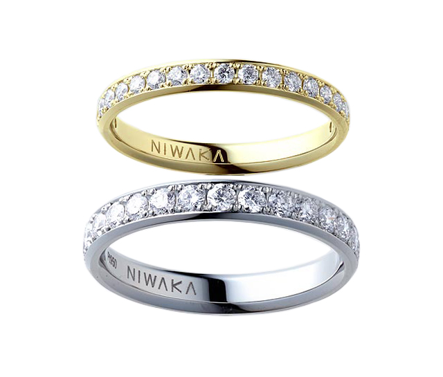NIWAKAの結婚指輪　ことほぎ ナチュラルタイプ メレ・ハーフ