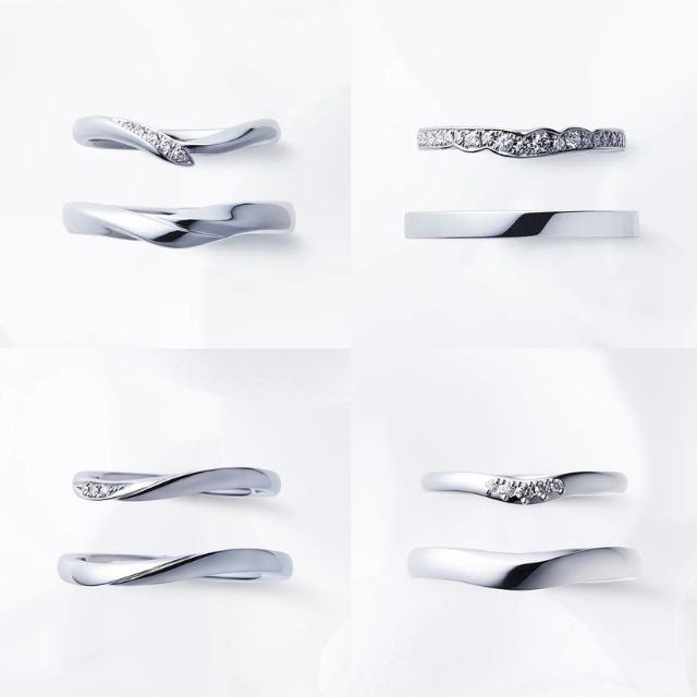 タイプが異なる4つの結婚指輪