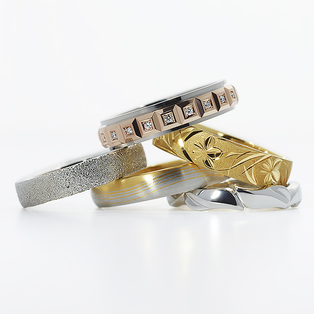 デザインにこだわった5種類の結婚指輪