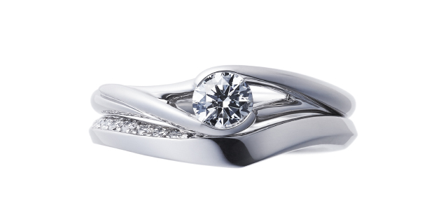 NIWAKA のセットリング　婚約指輪　望（もちづき）結婚指輪　水鏡（みずかがみ）メレあり