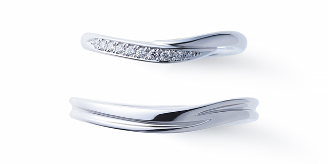 NIWAKA の結婚指輪　祈り（いのり）　メレあり・片側