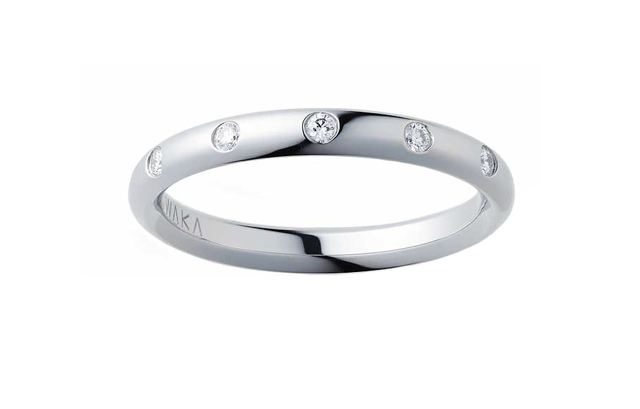 NIWAKA の結婚指輪　ことほぎ　プレインタイプ　メレ・5石