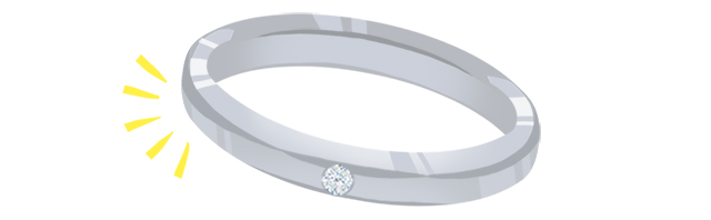 ダイヤが埋め込みタイプの結婚指輪