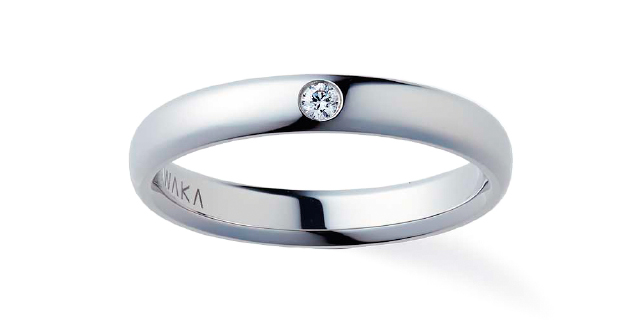 NIWAKA の結婚指輪　ことほぎ ナチュラルタイプ メレ・1石