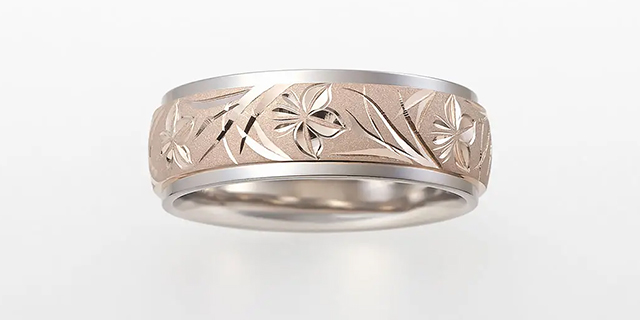 NIWAKA の結婚指輪　花匠の彫　あいの風（あいのかぜ）