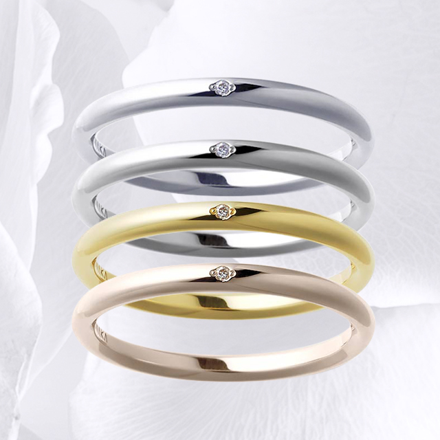 色」で選ぶ結婚指輪。銀白色、金色、ピンク色、2色のコンビもアリ