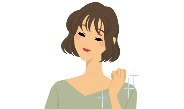 好みの指輪をつけて、嬉しそうな女性