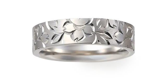 NIWAKAの結婚指輪　花匠の彫　花霞