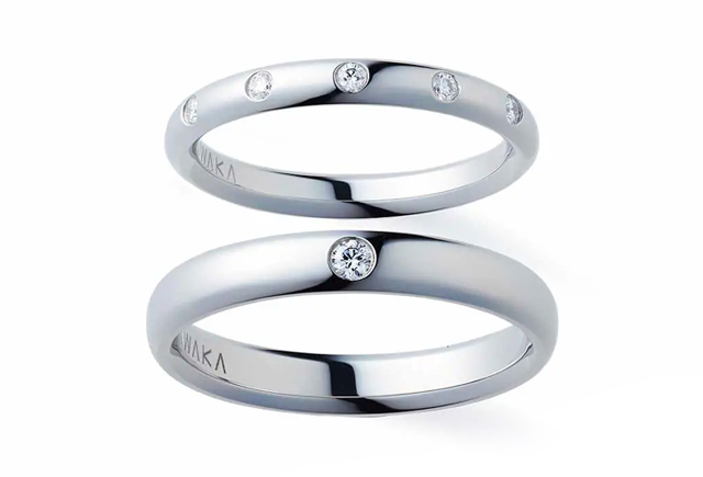 NIWAKAの結婚指輪　ことほぎ プレインタイプメレ・5石／ナチュラルタイプメレ・1石