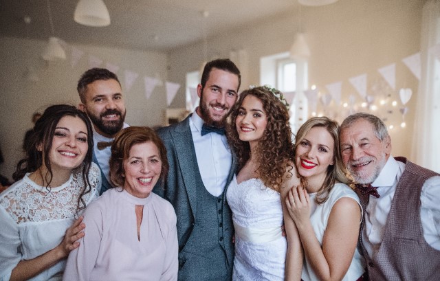 結婚式の家族写真