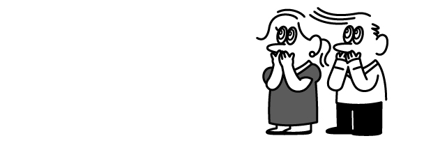 びっくりする新郎新婦