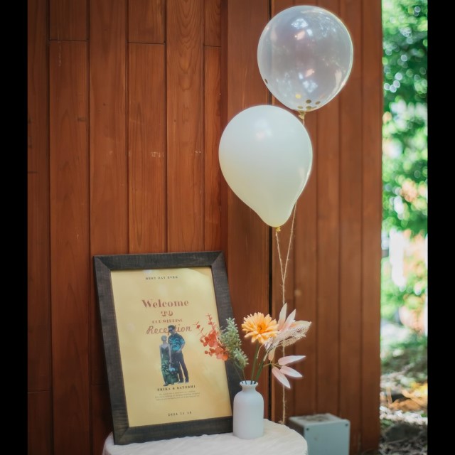 木のフレームを使ったウェルカムボード