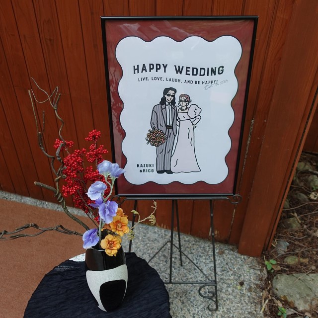 レトロポップなイラストを使ったウェルカムボード