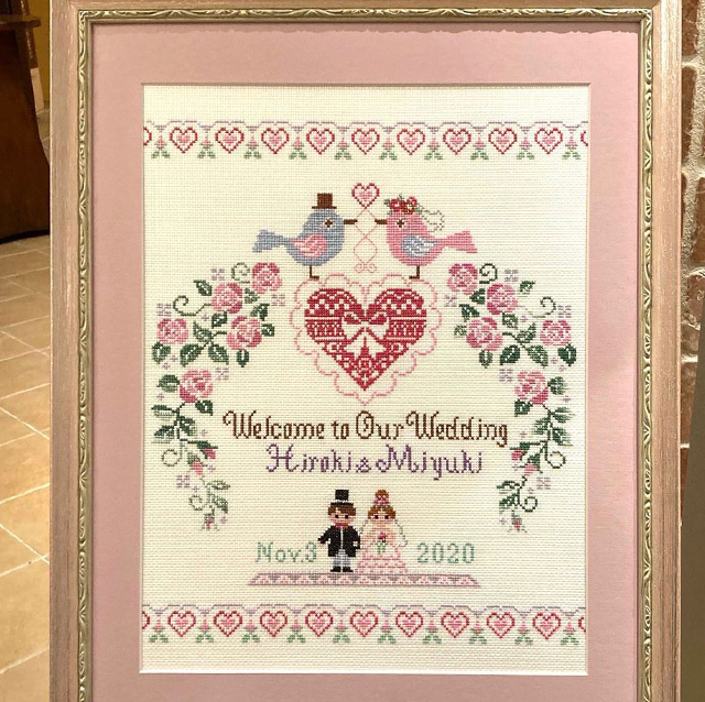 刺繍を使ったウェルカムボード_01