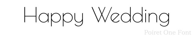 「Poiret One Font」で書かれた「Happy Wedding」