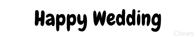 「Chewy」で書かれた「Happy Wedding」