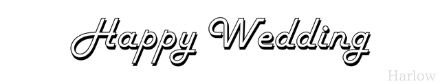 「Harlow」で書かれた「Happy Wedding」