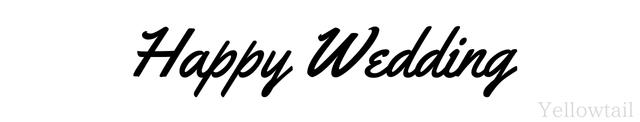 「Yellowtail」で書かれた「Happy Wedding」