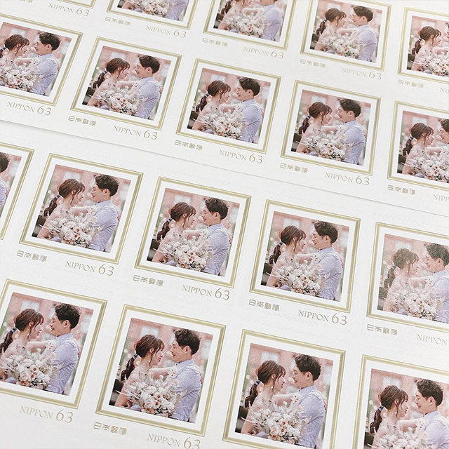 前撮り写真を使用したオリジナルの切手シート