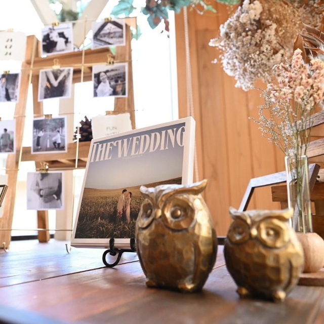 ウェルカムスペースに置かれたフクロウの置物