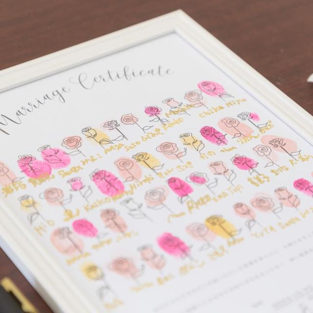 ゲストひとりひとりに花のイラストを描いたウェディングツリー