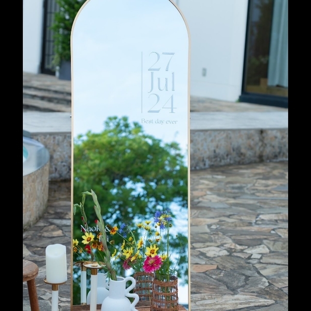 ガーデンに置いたウェルカムミラー