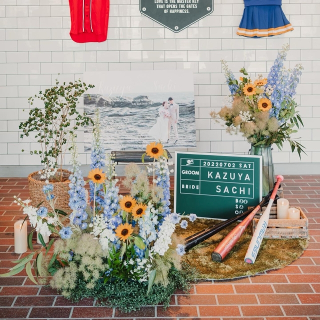 ひまわりを使った夏っぽいウェルカムスペース