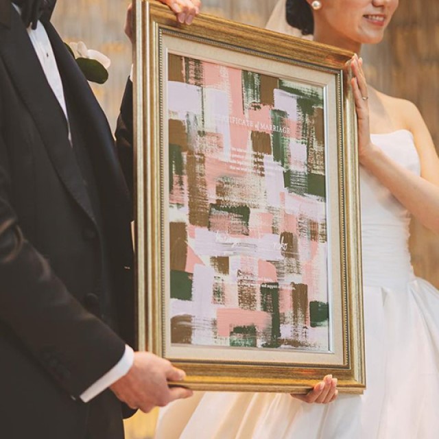 グリーン・ピンクなどを使ったウェディングキャンパスの実例