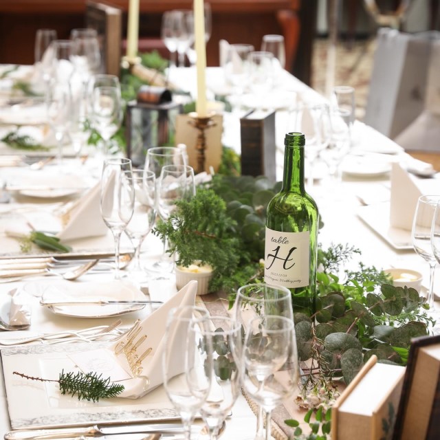 ワインボトルを使ったテーブルナンバー