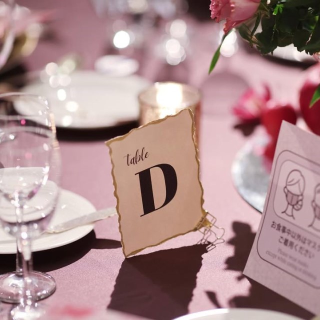 クリップで立てたテーブルナンバー