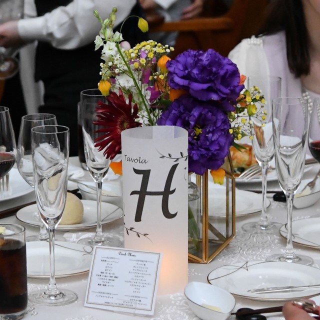 電子キャンドルを使ったテーブルナンバー