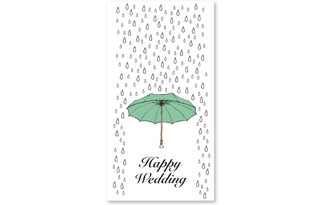 傘と雨が描かれたカード