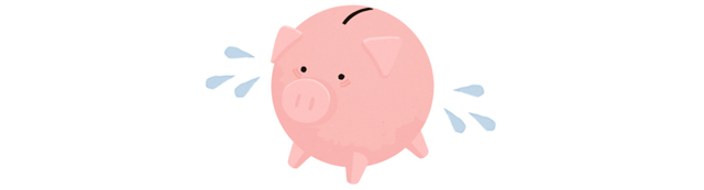 焦っているブタの貯金箱