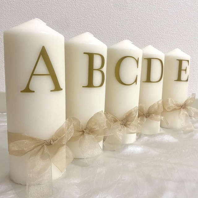テーブルナンバーを入れたキャンドル