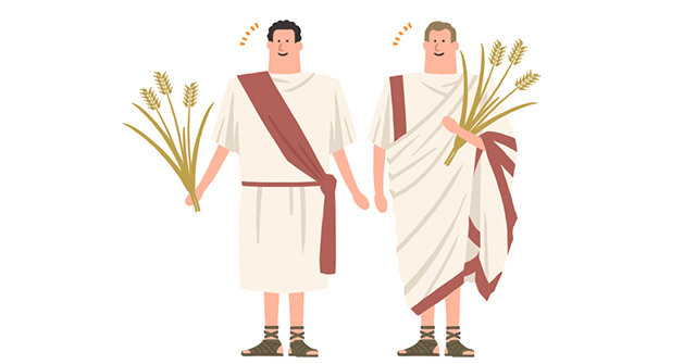 小麦を持つ古代ローマの男性