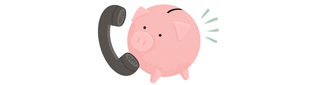 電話する豚の貯金箱