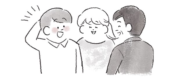 結婚報告をするカップル