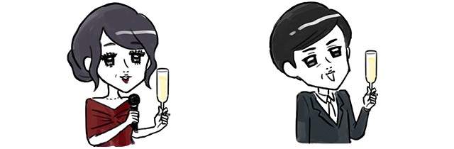 乾杯する男性と女性