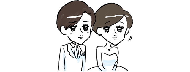 スピーチを聞く新郎新婦