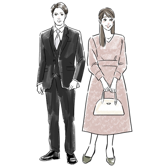 平服の男女