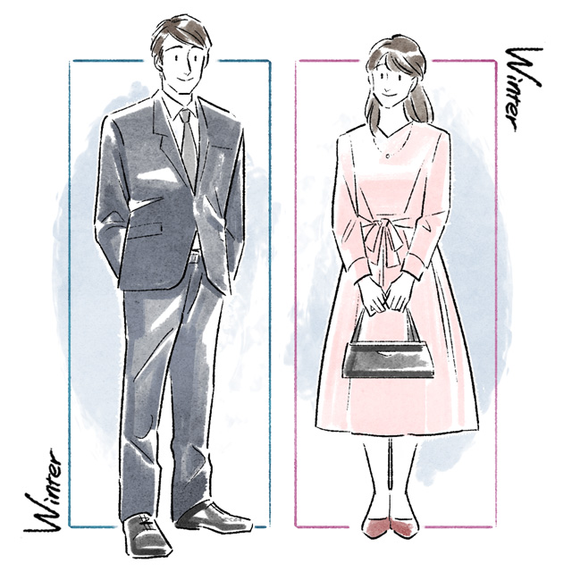 男女の冬の服装