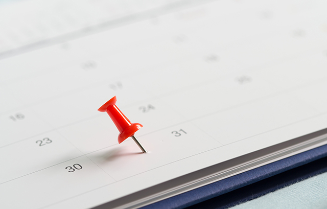 ピンが刺さったカレンダー