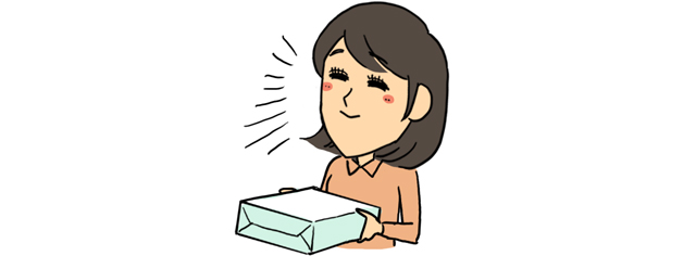 お礼の品を渡す人
