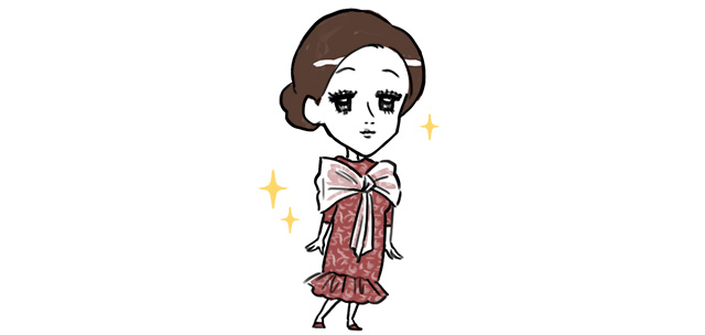 お呼ばれドレスの女性